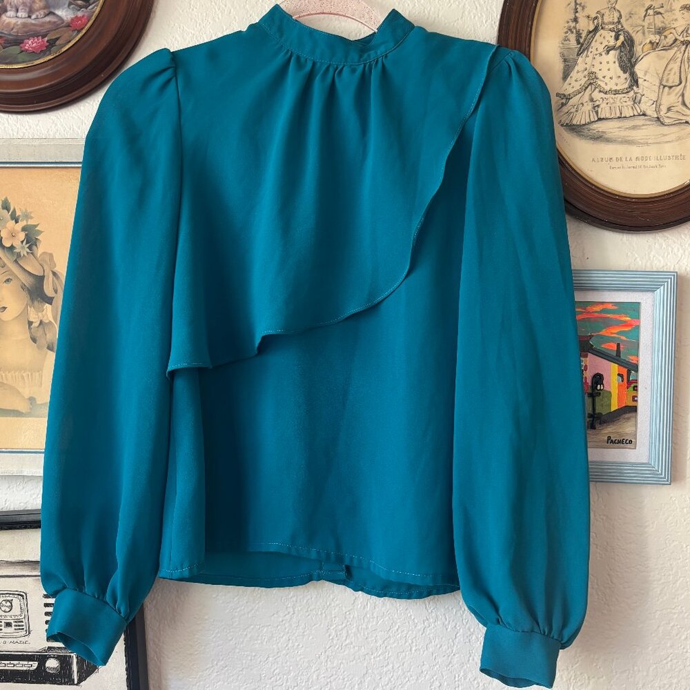 Vintage Teal Layered Blouse